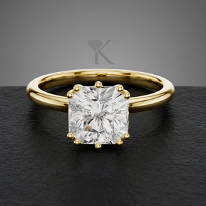 Elegant Luxury <b>Cushion</b> Cut E VVS2 IGI Certified Lab Grown Solitaire Engagement Ring 14K Solid Gold 7.02mm Unique Double Ring - Product Image 1