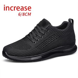 Chaussures de sport pour hommes, augmentant la taille, de haute qualité, légères, respirantes, en tissu tissé, baskets décontractées avec semelle intérieure en PU - Product Image 1