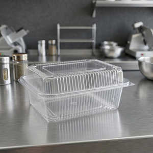 Caja de Plástico PET Reciclado de Grado Alimenticio Transparente con Bisagras, Capacidad de 2000 ML / 67 OZ, Ecológica, para Contenedores de Panadería y Sándwiches - Product Image 3