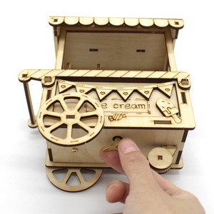 Carrito de helados con base de madera, modelo de juguete educativo para niños de 8 a 13 años, kit de manualidades unisex - Product Image 3