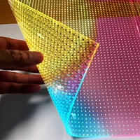 Şeffaf LED Film P10 Esnek Kendinden Yapışkanlı LED Ekran Kapalı Alanlar İçin Alışveriş Merkezi Perakende Mağaza Vitrini Video Duvar Paneli