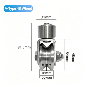 Rouleau de porte à gorge en V à double roulement scellé avec plaque de base, en acier galvanisé robuste, roulement fluide, certifié CE, OEM disponible - Product Image 2