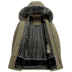 Manteau d'hiver vintage pour homme, col épais en fourrure de renard argenté, doublure amovible en fourrure de lapin, fermeture éclair, coupe ajustée, pour jeunes et personnes d'âge <span class=keywords><strong>moyen</strong></span> - Product Image 3