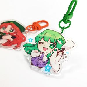 Custom Cartoon Design Double Sided Printed Clear Epoxy Resin Anime Acrylic Charm Keychain With <b>Glitter</b> - Product Image 1