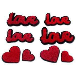 Parche Bordado de Chenilla con Reverso de Plástico, Diseño de Dibujos Animados, Letras y Formas de Sonrisa y Corazón, Superventas - Product Image 5