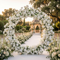Élégante Arche de Mariage en Soie Blanche avec Roses et Gypsophile, Couronne Florale Circulaire Personnalisée pour Jardin, Fête des Mères, Remise de Diplôme
