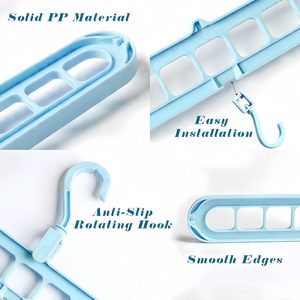 Organizador de Armario Plegable de Plástico de 9 Agujeros, Duradero, de un Solo Nivel, para Montar en la Pared, Perchero para Ropa - Product Image 4