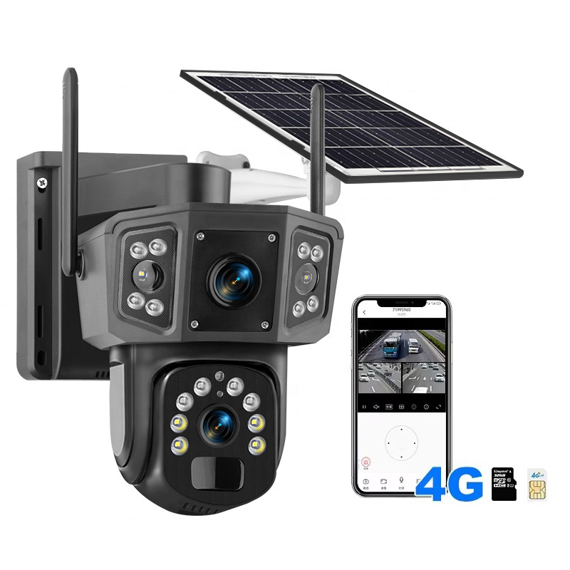 QL16 4MP Солнечная камера видеонаблюдения 4G беспроводная 8 Вт солнечная панель с человеческим ИК-датчиком с двумя линзами PTZ WIFI-4G солнечная система видеонаблюдения