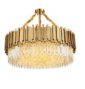 Chandelier Lamps Lighting Modern Living Room Decorative Round Crystal Lamp Design With Luxury Gold Chandelier Pendant Light