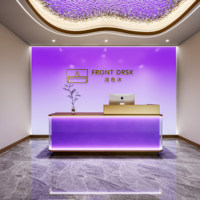 Qianhao - Mobilier de bureau commercial de luxe léger de style médiéval, ensemble complet en MDF carré, bureau de réception pour restaurant