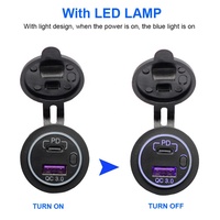 12V 24V interrupteur marche/arrêt charge rapide double port USB Type C PD QC3.0 chargeur de voiture