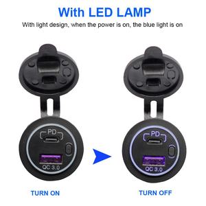 Cargador de Coche 12V 24V con Interruptor On/Off Carga Rápida Puerto Dual USB Tipo C PD QC3.0 - Product Image 4