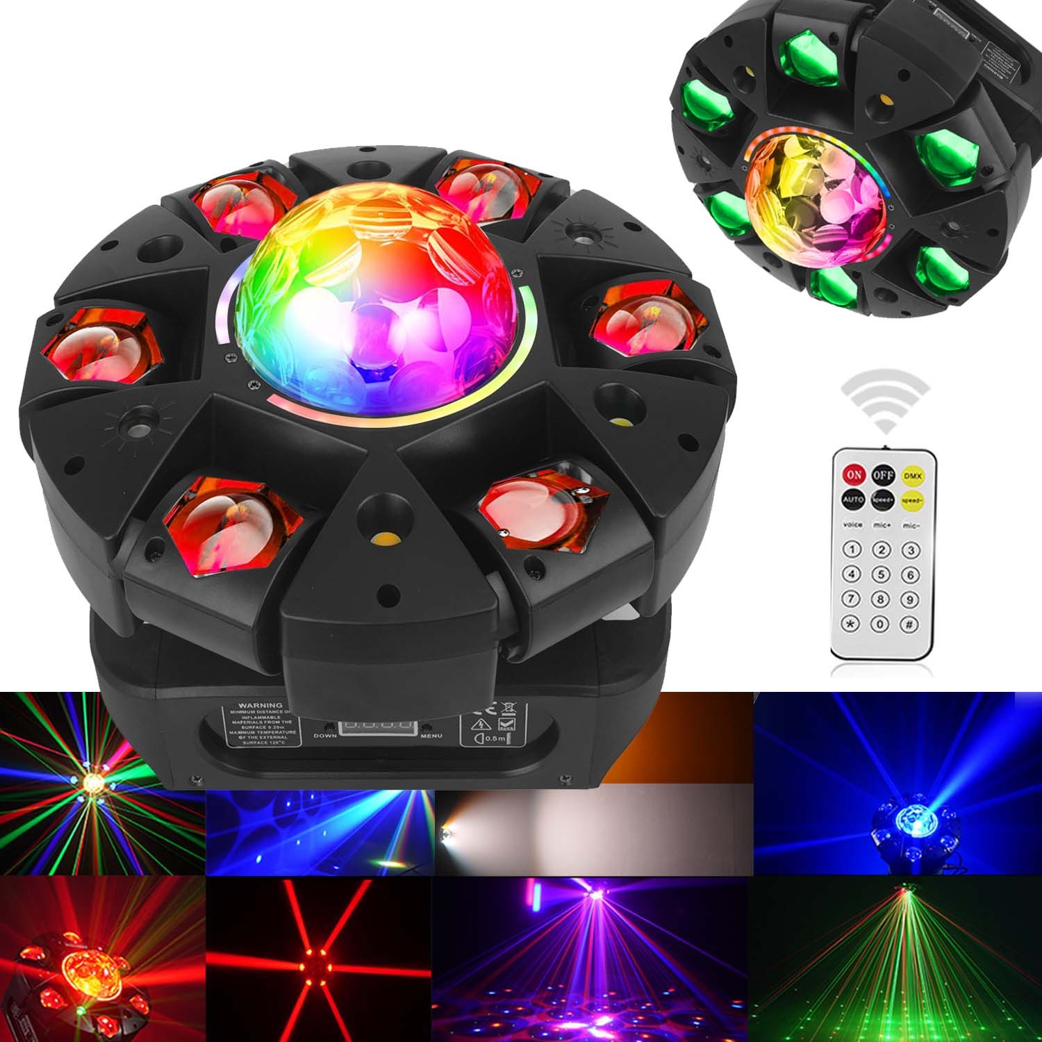150w RGBW 4in1 LED 6-Arm Moving Head DJ Light With Remote Control DJ Stage Lights for Disco Wedding KTV Bar Club