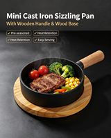 Ustensiles de cuisson en fonte personnalisés de qualité supérieure : Plaques de cuisson, Poêles à frire, Plaques de cuisson grillées pour la cuisine domestique, avec base en bois