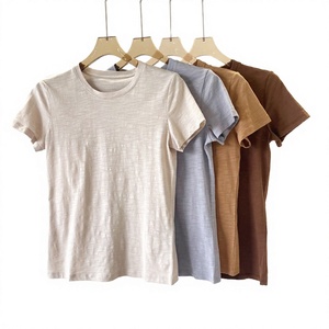 Camisetas de Mujer al por Mayor, Transpirables, de Secado Rápido, de Alta Calidad, de Algodón y Poliéster, para Verano, a Bajo Precio, Servicio OEM, Lisas y Teñidas - Product Image 1