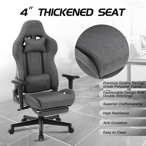 Chaise de jeu Chaise de bureau en <span class=keywords><strong>tissu</strong></span> pour ordinateur Chaise de bureau Vidéo Lumbar Racing Swivel Recliner Task <span class=keywords><strong>Gamer</strong></span> Chaise de jeu vidéo Hauteur réglable - Product Image 3