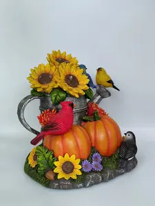 زينة إبداعية مخصصة من الراتنج لحصاد اليقطين وطاولة عيد الشكر وتمثال الخريف مع مصباح LED للمطبخ المنزلي