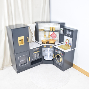 Gran Cocina de Juguete de Madera para Niños con Refrigerador, Horno, Microondas, Fregadero y Lavadora, Juguete de Simulación - Product Image 3