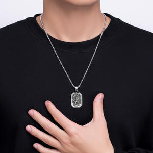 Grosir perhiasan baja tahan karat liontin pohon kehidupan liontin perisai kalung viking - Product Image 5