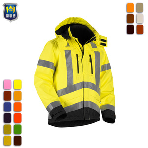 Wholesale Custom <strong>High</strong> <strong>Visibility</strong> Coverall Hi Vis Workwear Work Coat Safety Reflective <strong>Softshell</strong> Work <strong>Jackets</strong> - Product Image 4