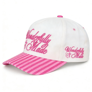 หมวกแก๊ปปักโลโก้ 3 มิติ ผ้าฝ้าย 100% สำหรับผู้หญิง 5 ชิ้น แบบสองสี ชมพู-ขาว หมวกเบสบอลแบบ snapback ไม่มีลาย - Product Image 5