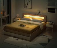 Lit pliant en bois au design moderne avec tiroir de rangement et lampe
