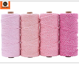 <span class=keywords><strong>Ficelle</strong></span> de coton rouge et blanche multifonctionnelle de 2mm 3mm d'épaisseur pour l'emballage de cadeaux, le bricolage. - Product Image 1