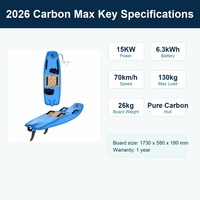 Tabla de Surf Eléctrica de Fibra de Carbono Pura de 15KW, Jetboard de Alta Velocidad para Distribuidores de Deportes Acuáticos