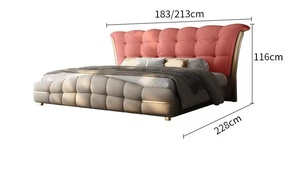 King Size Italy Luxury Lighting <strong>Head</strong> <strong>Board</strong> Upholstered Queen or king Size Bed with Storage Space Soft Leather Italian Bed - Product Image 4