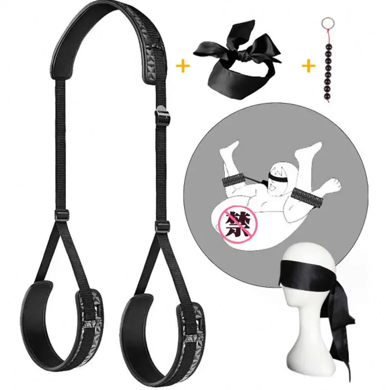 Conjunto de BDSM Sex Bondage com algemas e alças de perna punhos ajustáveis Conjunto de brinquedos sexuais para sexo de pulso Bondage Legs Restrições