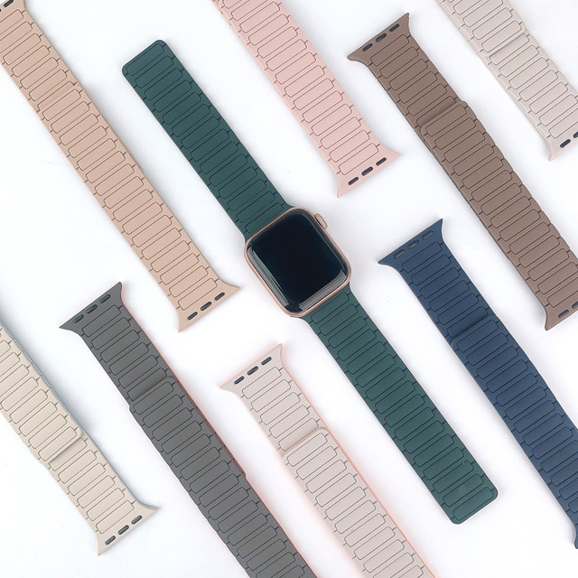 For IWatch Watch Strap S11 Herringbone Three-Strand Silicone Magnetic S10 Workwear 9 Ultra Single Loop No Buckle