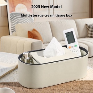 Caja de pañuelos creativa de cuero de lujo avanzado, ecológica, con diseños personalizados, para sala de estar, moderna, con control remoto, FRINS - Product Image 3