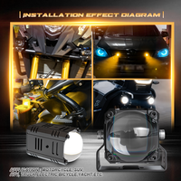 Feux de brouillard LED haute luminosité pour voiture 10000LM, projecteurs avant bicolores avec feux de croisement et de route intégrés, mini lampe de conduite pour véhicule