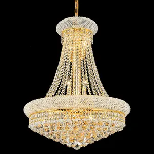 Le luci a sospensione della decorazione della stanza di design classico hanno condotto il grande lampadario in oro impero di lusso moderno in cristallo K9