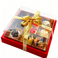 Boîtes d'emballage pour le thé de l'après-midi en vrac, 9 grilles, blanches et brunes, boîtes à pâtisserie, boîtes à cupcakes avec couvercle transparent