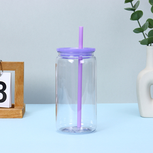Vaso de Vidrio Borosilicato Transparente de 12oz/16oz, Estilo Mason Jar, con Tapa de Bambú y Pajita - Product Image 4