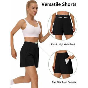 FOXA Pantalones cortos de cintura alta para mujer de 5 pulgadas con bolsillos para entrenamiento de verano, golf, correr, ropa informal - Product Image 4