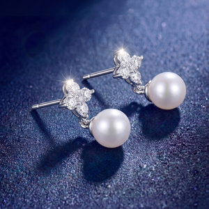 Elegantes Pendientes de Perlas con Carcasa de Plata S925, Joyería de Lujo con Halo de Circones para Mujer, Regalo de Boda, Aniversario - Product Image 4