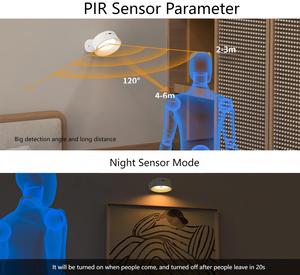Lampe murale moderne sans fil <span class=keywords><strong>rechargeable</strong></span> à LED pour chambre à coucher, intensité réglable, rotation à 360°, télécommande, 3 CCT, détecteur de mouvement, veilleuse - Product Image 4