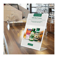 Support de table d'affichage en forme de L acrylique pour restaurants et magasins Support de panneau de menu transparent