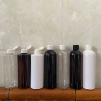 Bouteille de shampoing et d'après-shampoing Hengjian 400 ml en plastique blanc transparent ambré noir avec bouchon à clapet