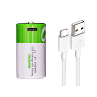 Baterai Lithium Isi Ulang C2 Ukuran Sedang dengan Port Tipe-C Pengisian Langsung 1.5V 5000mAh 1200 Siklus Penggunaan untuk Audio/video
