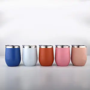 CAYI Hot Selling 12OZ Marble Printing Double Wall Tumbler Cup Insulated Vacuum Wine Tumbler With Straw Cleaner Set