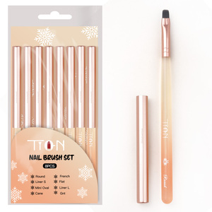 Haute qualité <span class=keywords><strong>Orange</strong></span> cristal poignée <span class=keywords><strong>fleur</strong></span> Nail Art pinceaux ensemble plat ovale ongles brosse Gel pour la conception des ongles - Product Image 1