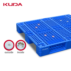 KUDA 1212G-WGCZ プラスチックパレット 高耐久エッジ 3脚 スチール補強プラスチック製スタッキングパレット 収納用 1200x1200x150mm - Product Image 6