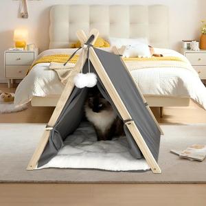 Tente tipi pour animaux de compagnie en bois massif de haute qualité, <span class=keywords><strong>lit</strong></span> pour chaton, <span class=keywords><strong>chihuahua</strong></span>, lapin - Product Image 1