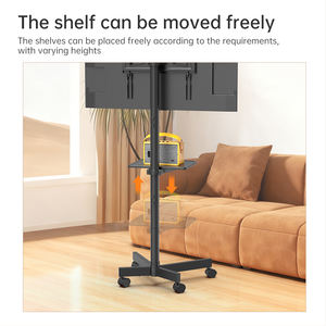 حامل تلفزيون متحرك ODM مقاس 65 بوصة مع عجلات للمكتب، رف متعدد المستويات قابل للتعديل، مصنوع من الفولاذ المدرفل على البارد، معتمد من CE/RoHS - Product Image 5