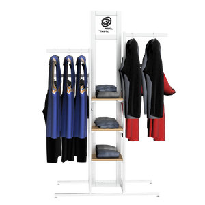 Expositor <span class=keywords><strong>de</strong></span> Metal y Madera Personalizado <span class=keywords><strong>para</strong></span> Ropa <span class=keywords><strong>de</strong></span> Mujer, Hombre y Bebé, Prendas <span class=keywords><strong>de</strong></span> Vestir, Camisetas, Jeans, Jerseys, Ropa Deportiva y Ropa Interior - Product Image 5