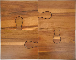 Juego de 4 tablas de cortar de madera de acacia con asas, tablas de cortar grandes personalizadas para servir alimentos y carne - Product Image 4