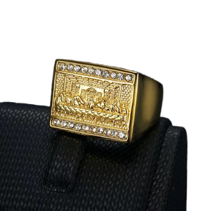 Acciaio inossidabile Leonardo Da <span class=keywords><strong>Vinci</strong></span> l'ultima cena anelli apostolen discepolo di Gesù Cristo 18K oro PVD placcato moda religiosa - Product Image 5